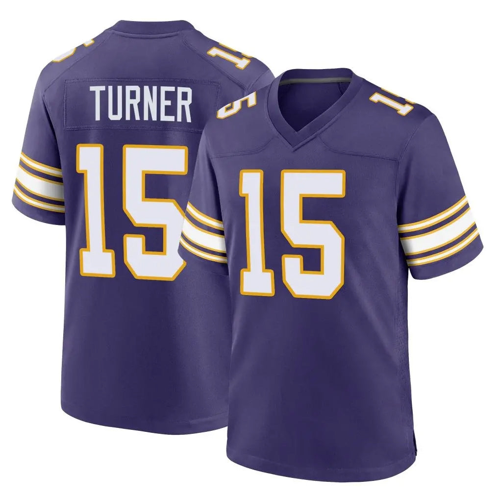 M.Vikings #15 Dallas Turner Player Purple Classic Home Game BALCE Stitched Jerseys