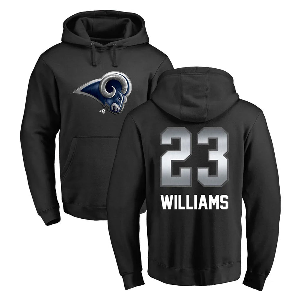 LA.Rams #23 Kyren Williams Player Black Pullover Hoodie Limited Game BALCE Stitched Jerseys