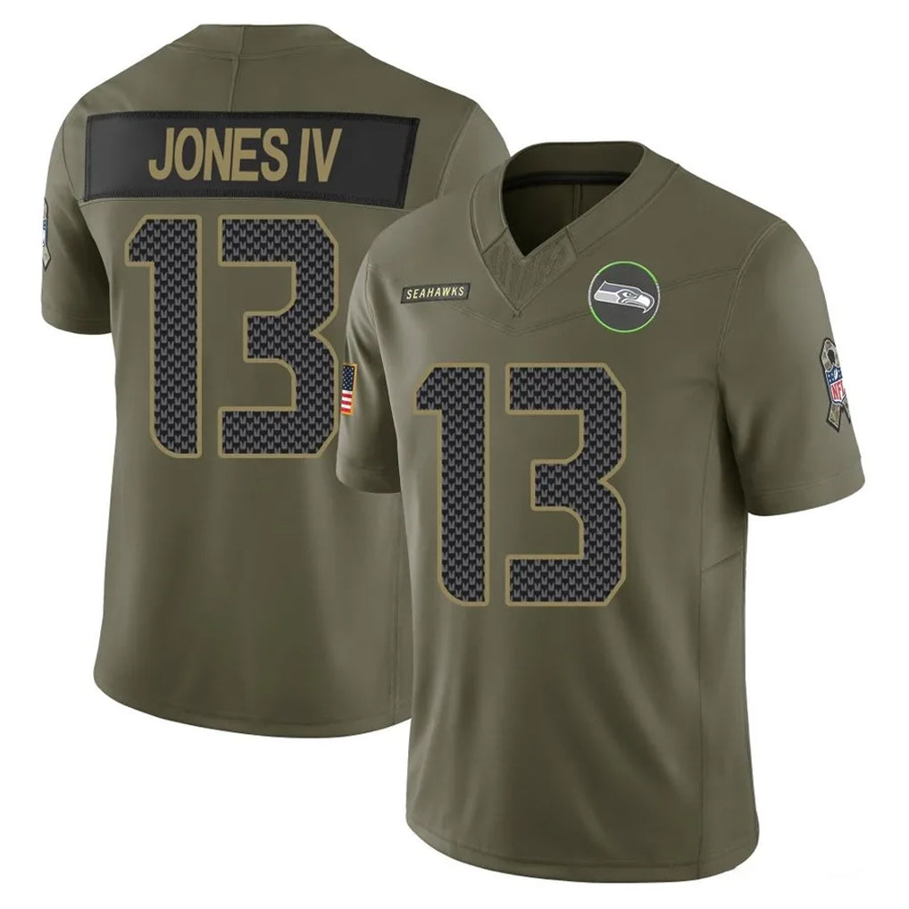 S.Seahawks #13 Ernest Jones IV Player Olive 2025 Salute To Service Limited Home Game BALCE Stitched Jerseys