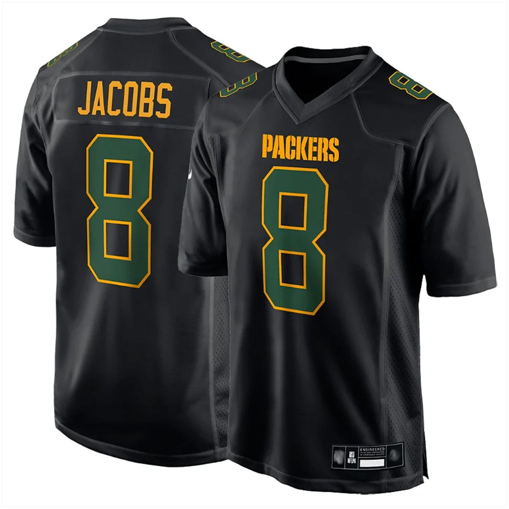 GB.Packers #8 Josh Jacobs Player Black Fashion Home Game BALCE Stitched Jerseys