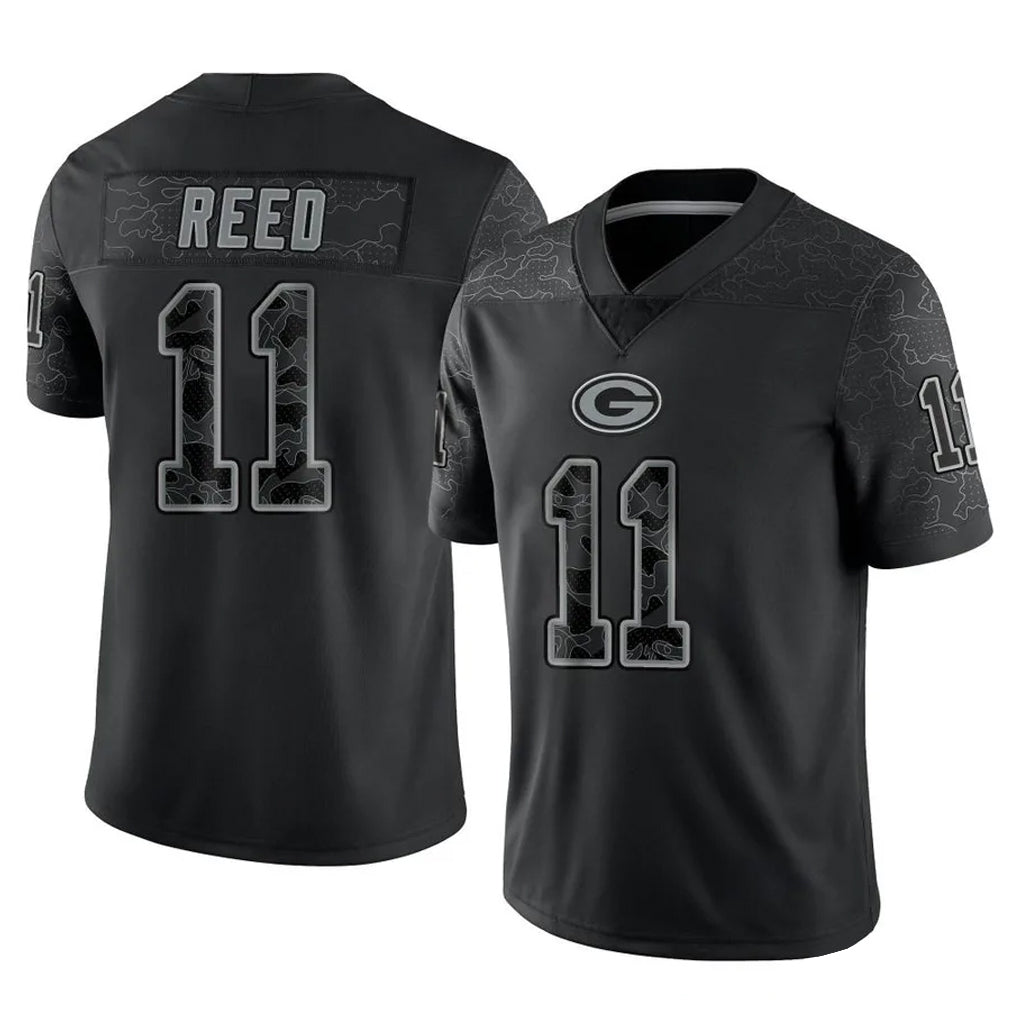 GB.Packers #11 Jayden Reed Player Black Reflective Limited Home Game BALCE Stitched Jerseys
