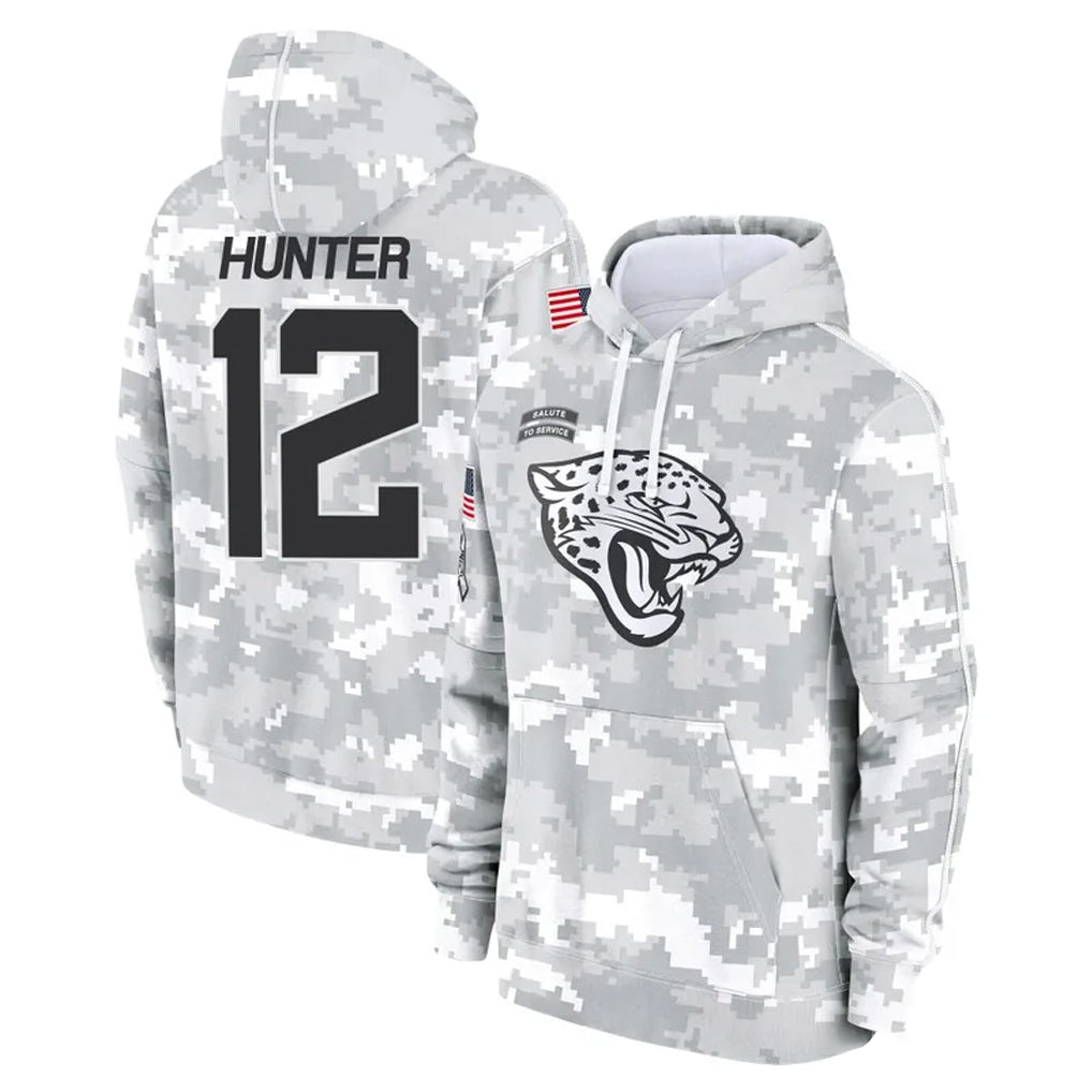 J.Jaguars #12 Travis Hunter Player Arctic Camo Salute to Service Hoodies Limited Game BALCE Stitched Jerseys