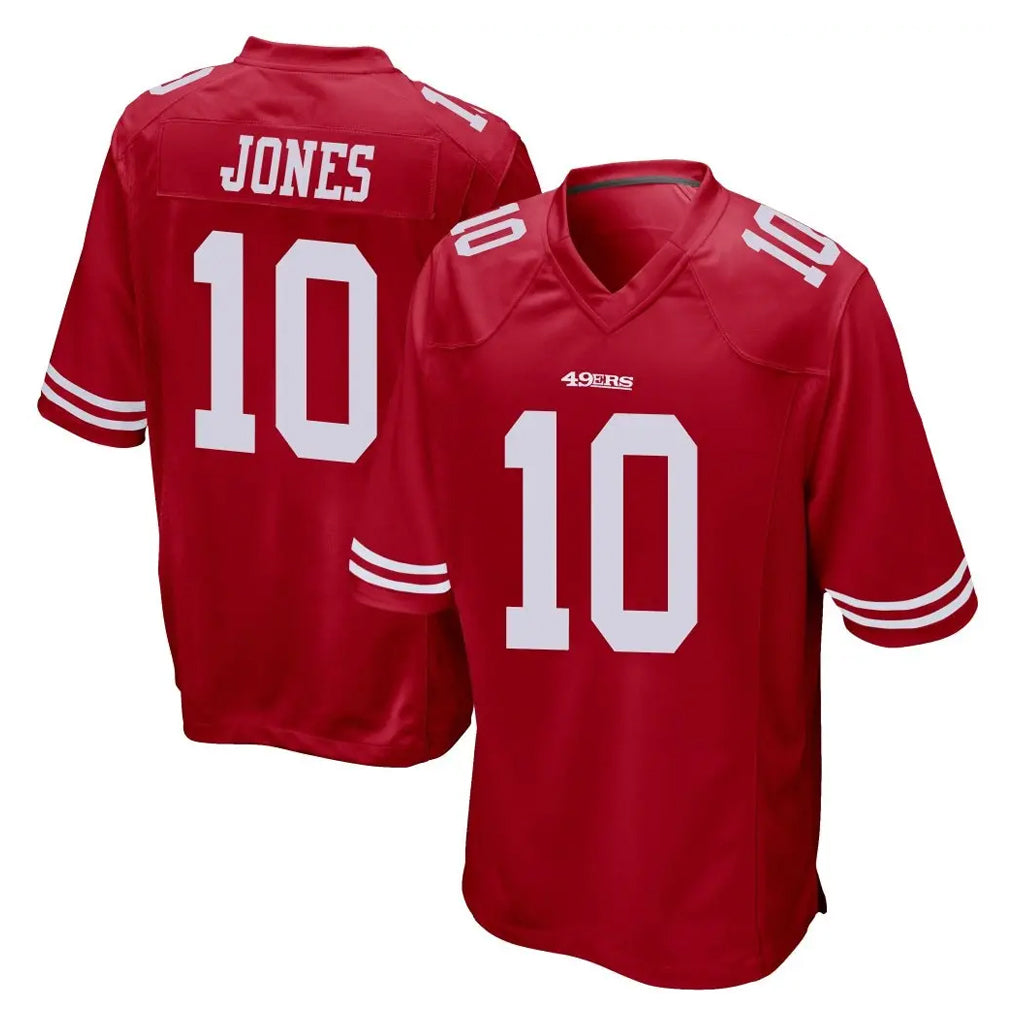 SF.49ers #10 Mac Jones Player Red Home Game BALCE Stitched Jerseys