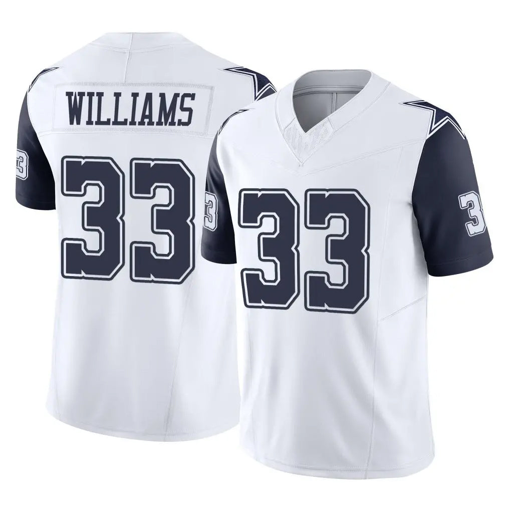 D.Cowboys #33 Javonte Williams Player White-Navy Limited Vapor F.U.S.E. Home Game BALCE Stitched Jerseys