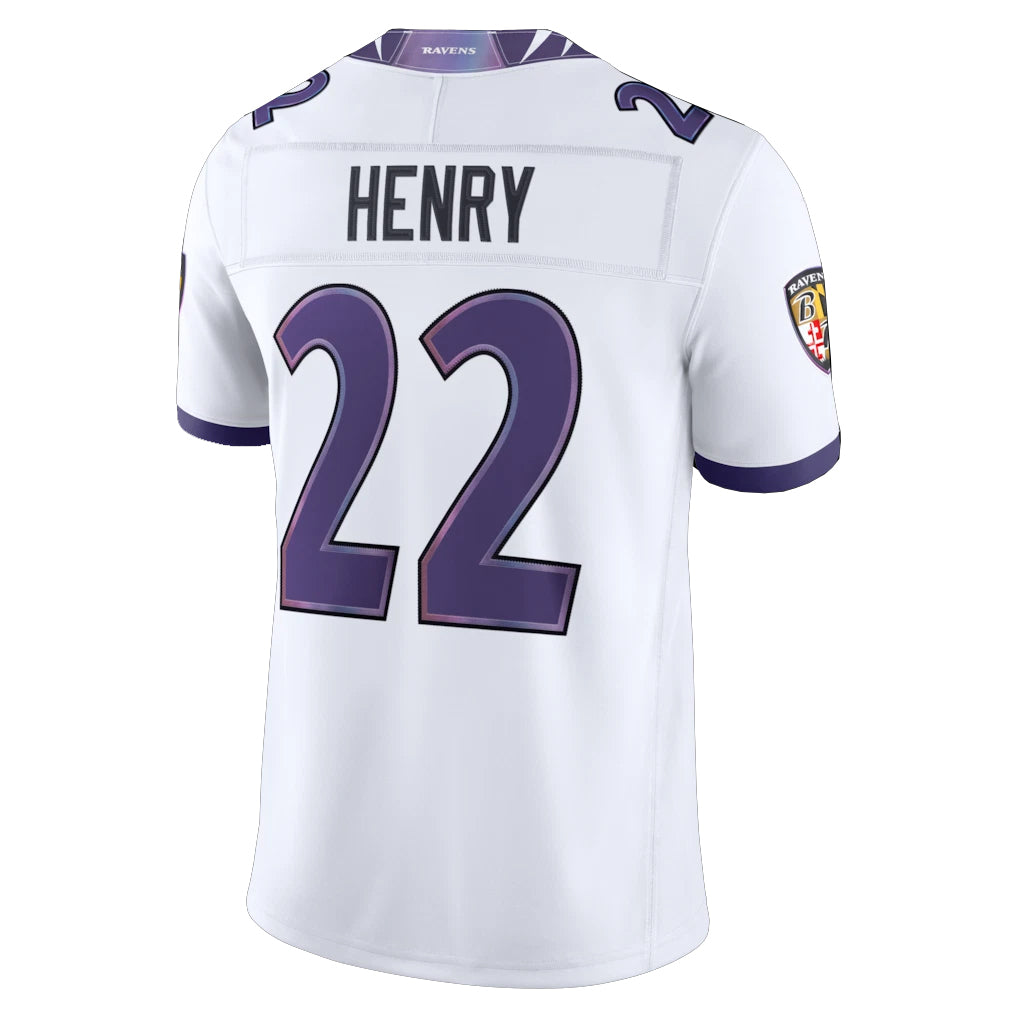 B.Ravens #22 Derrick Henry Player White Limited Elite Home Game BALCE Stitched Jerseys