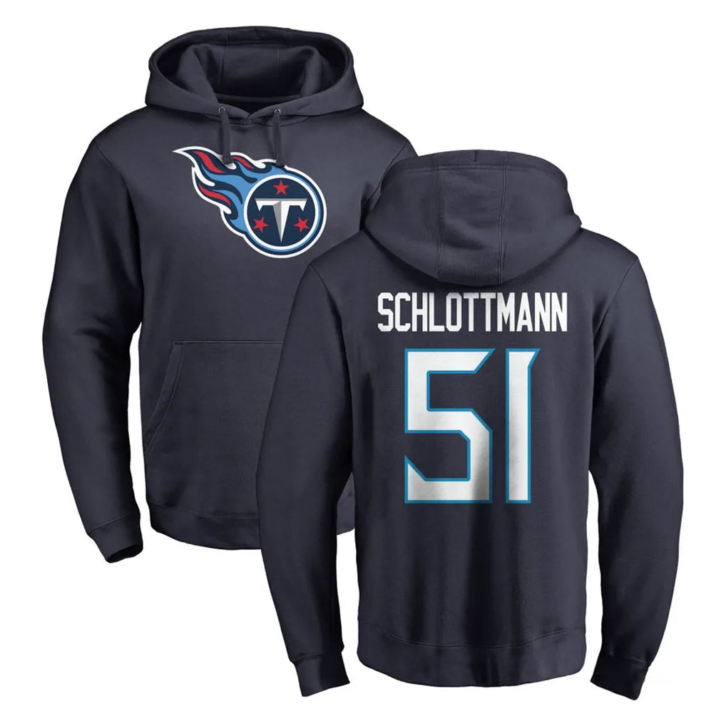 T.Titans #51 Austin Schlottmann Player Navy Logo Pullover Hoodies Home Game BALCE Stitched Jerseys