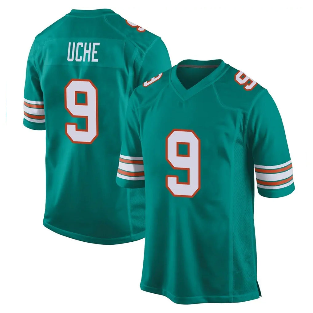 M.Dolphins #9 Joshua Uche Player Aqua Alternate Home Game BALCE Stitched Jerseys