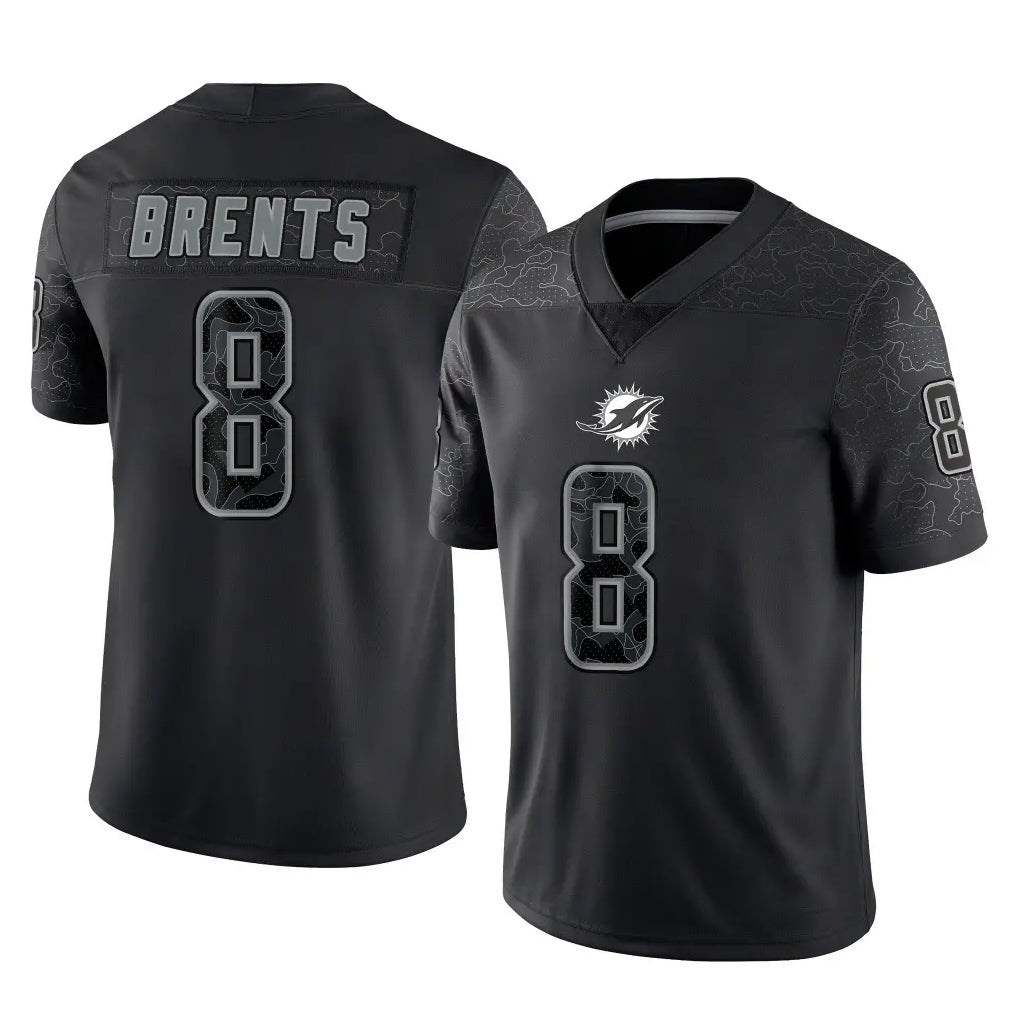 M.Dolphins #8 JuJu Brents Player Black Reflective Limited Game BALCE Stitched Jerseys