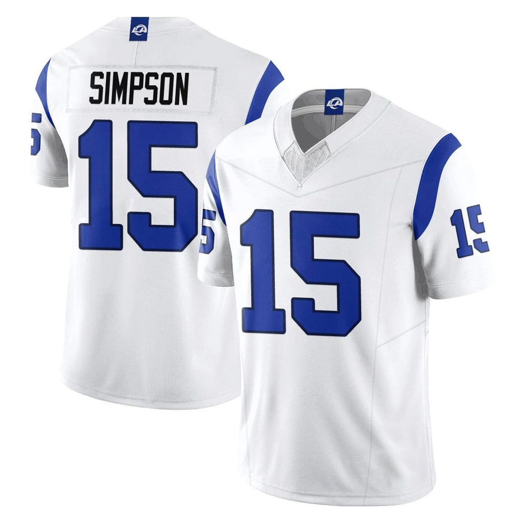 LA.Rams #15 Ty Simpson Player Fearsome White Limited Vapor F.U.S.E. Home Game BALCE Stitched Jerseys