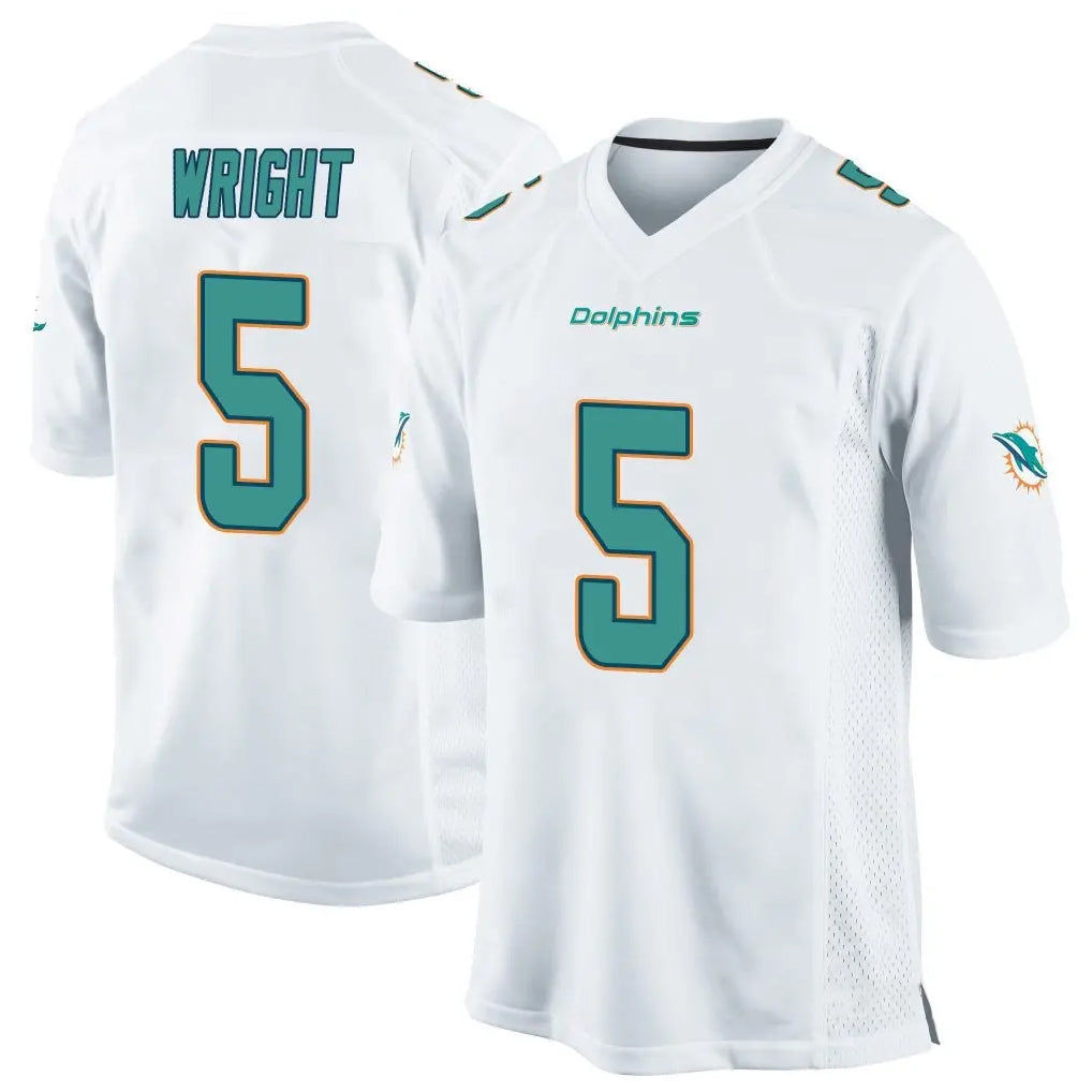 M.Dolphins #5 Jaylen Wright Player White Home Game BALCE Stitched Jerseys