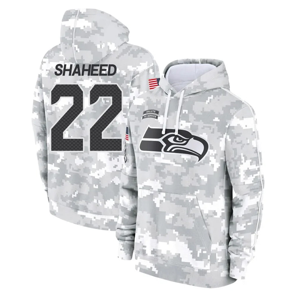 S.Seahawks #22 Rashid Shaheed Player Arctic Camo Limited Salute to Service Pullover Hoodies Game BALCE Stitched Jerseys