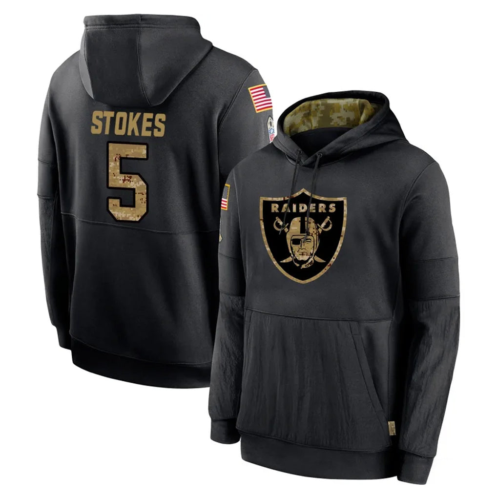 LV.Raiders #5 Eric Stokes Player Black Salute to Service Hoodies Limited Game BALCE Stitched Jerseys