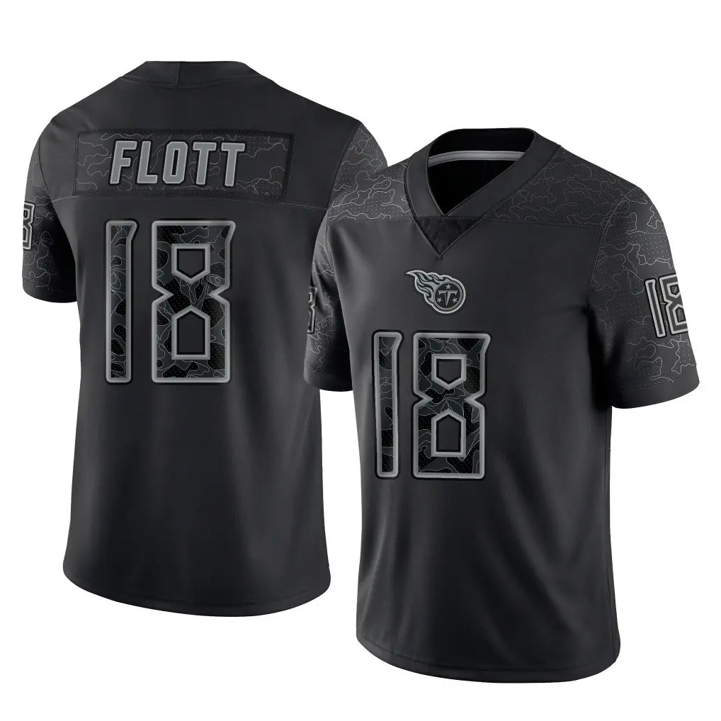 T.Titans #18 Cor'Dale Flott Player Black Limited Reflective Home Game BALCE Stitched Jerseys