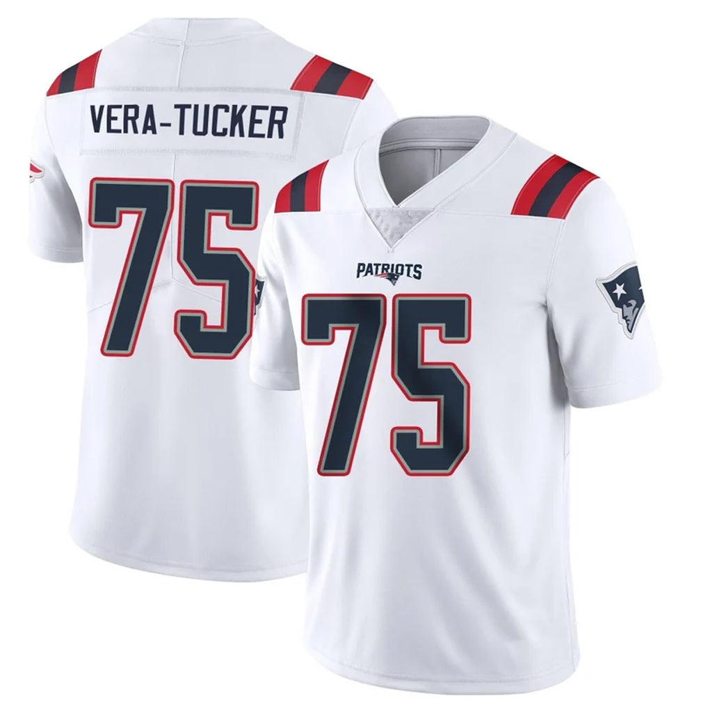 NE.Patriots #75 Alijah Vera-Tucker Player White Vapor Untouchable Home Game BALCE Stitched Jerseys
