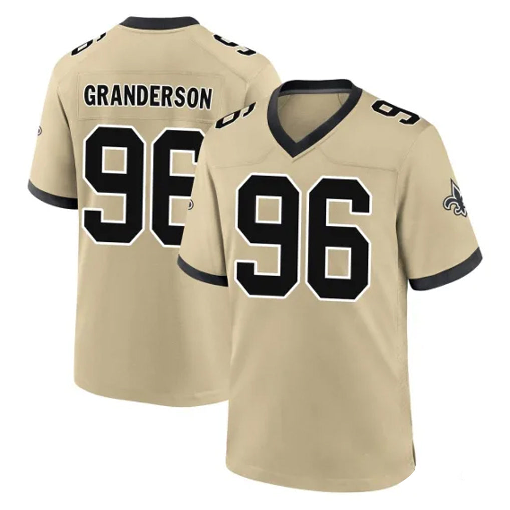 NO.Saints #96 Carl Granderson Player Gold Home Game BALCE Stitched Jerseys