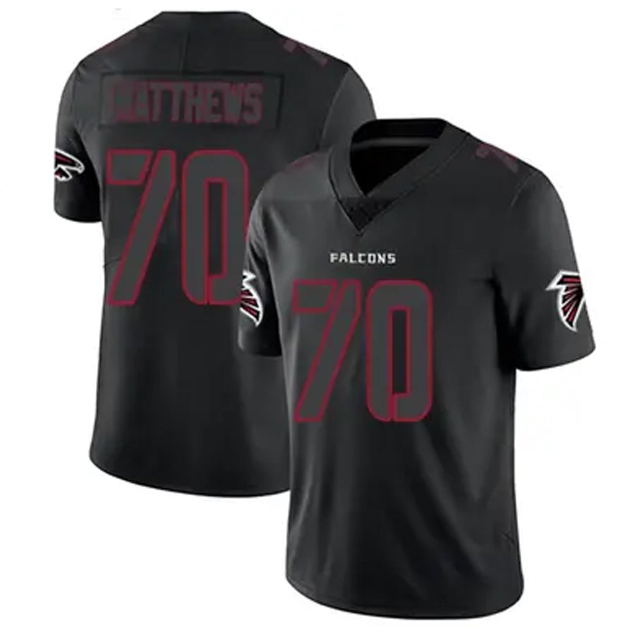 A.Falcons #70 Jake Matthews Player Black Limited Elite Game BALCE Stitched Jerseys