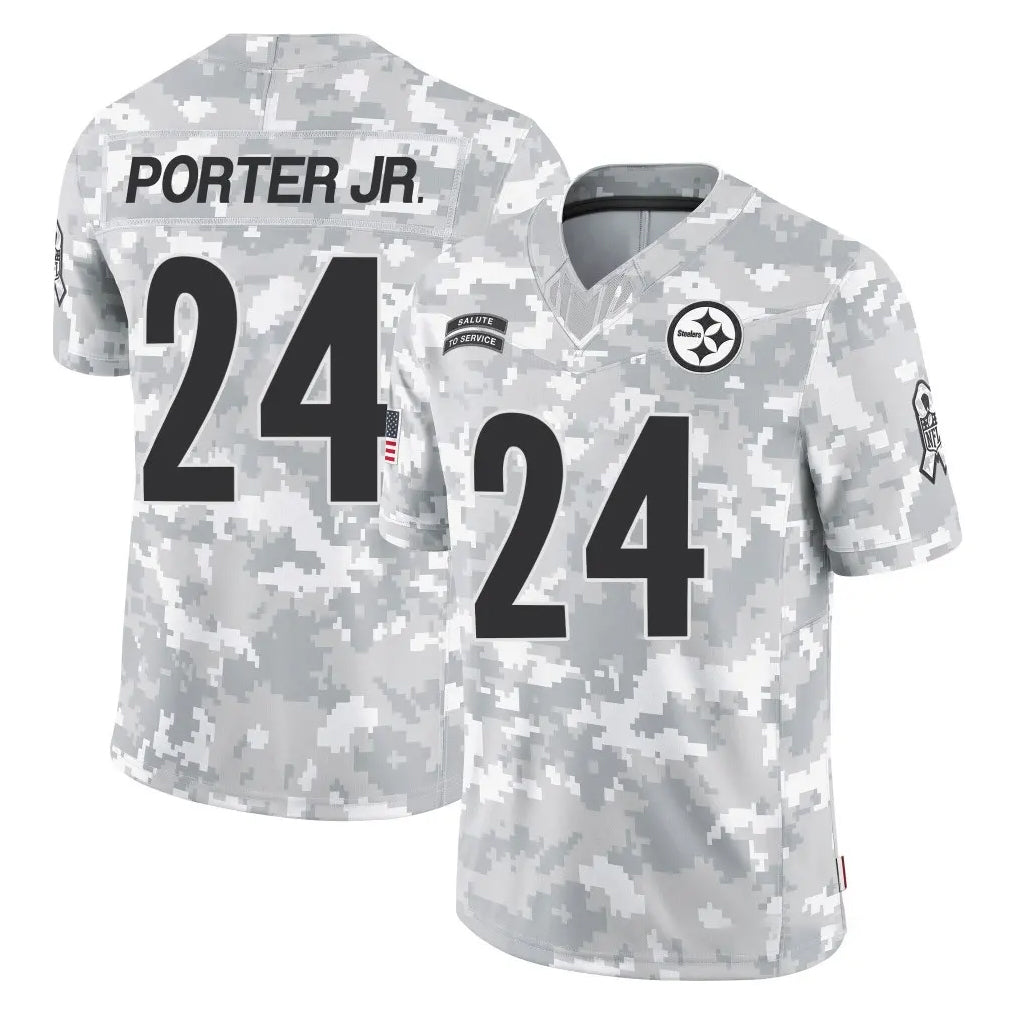 P.Steelers #24 Joey Porter Jr. Player Arctic Camo Limited Salute To Service Home Game BALCE Stitched Jerseys