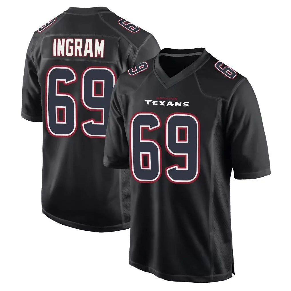 H.Texans #69 Ed Ingram Player Black Fashion Home Game BALCE Stitched Jerseys