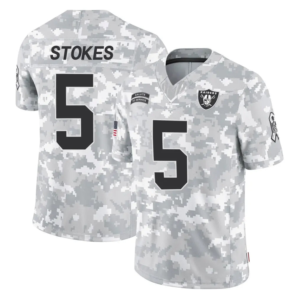 LV.Raiders #5 Eric Stokes Player Arctic Camo Salute To Service Limited Game BALCE Stitched Jerseys