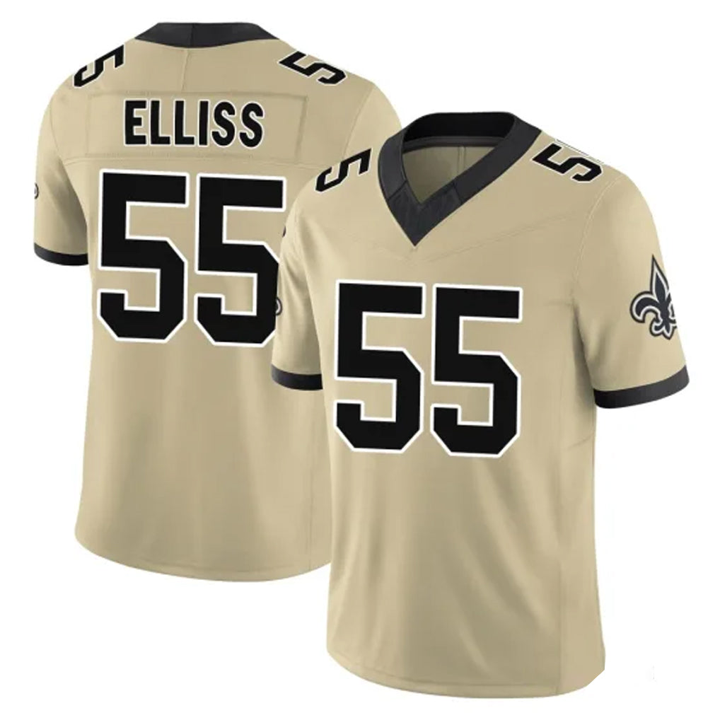 NO.Saints #55 Kaden Elliss Player Gold Limited Vapor F.U.S.E. Home Game BALCE Stitched Jerseys