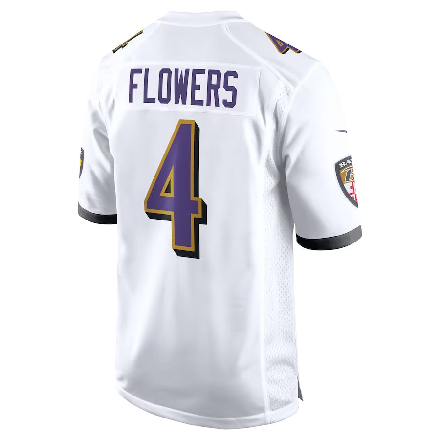 B.Ravens #4 Zay Flowers Player White Alternate Home Game BALCE Stitched Jerseys