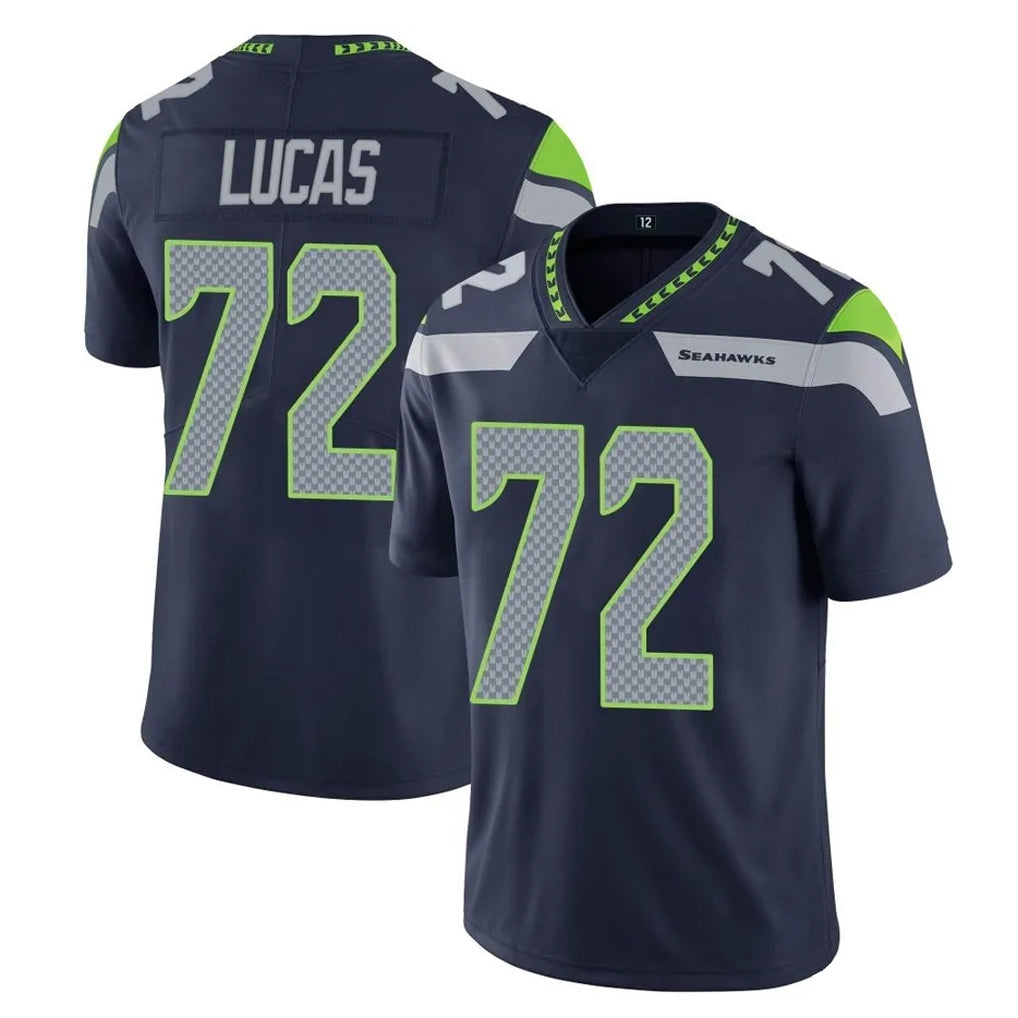 S.Seahawks #72 Abraham Lucas Player Navy Limited Vapor Untouchable Home Game BALCE Stitched Jerseys