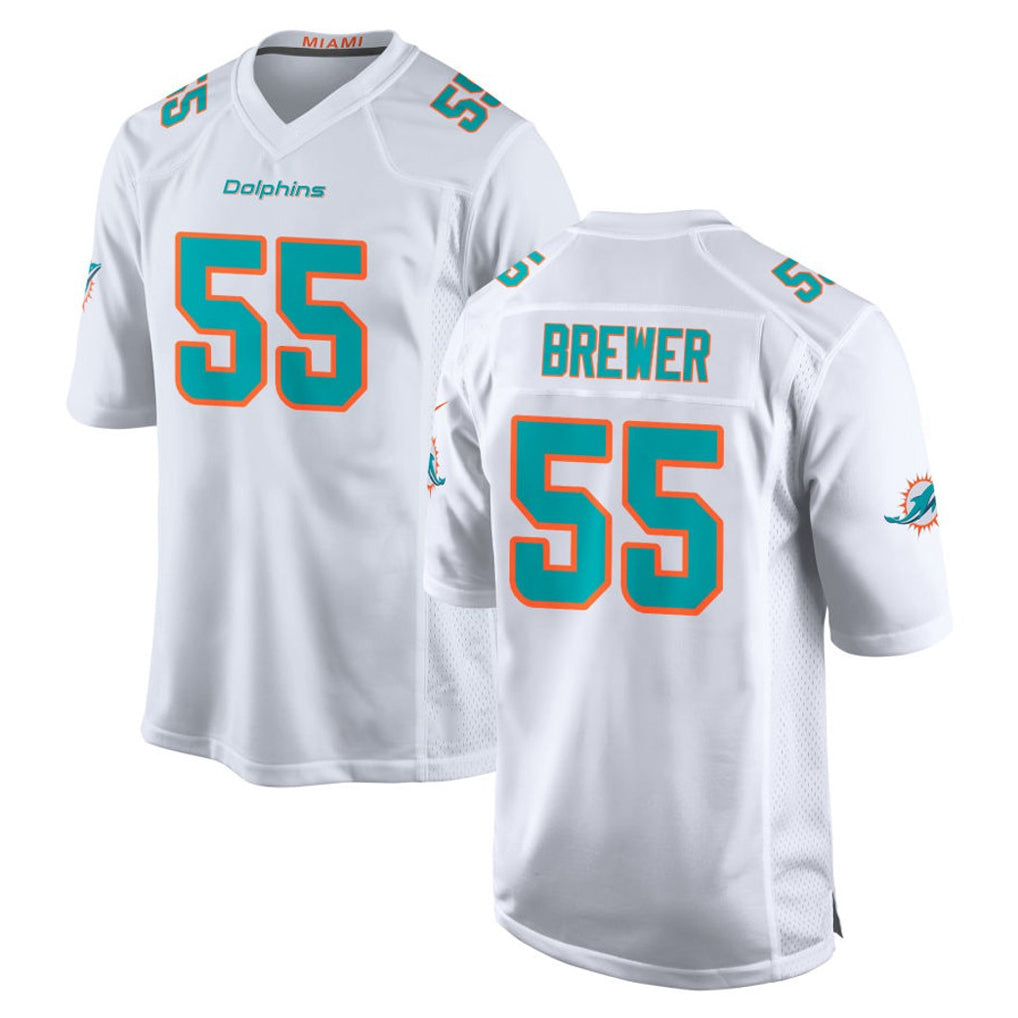 M.Dolphins #55 Aaron Brewer Player White Limited Home Game BALCE Stitched Jerseys