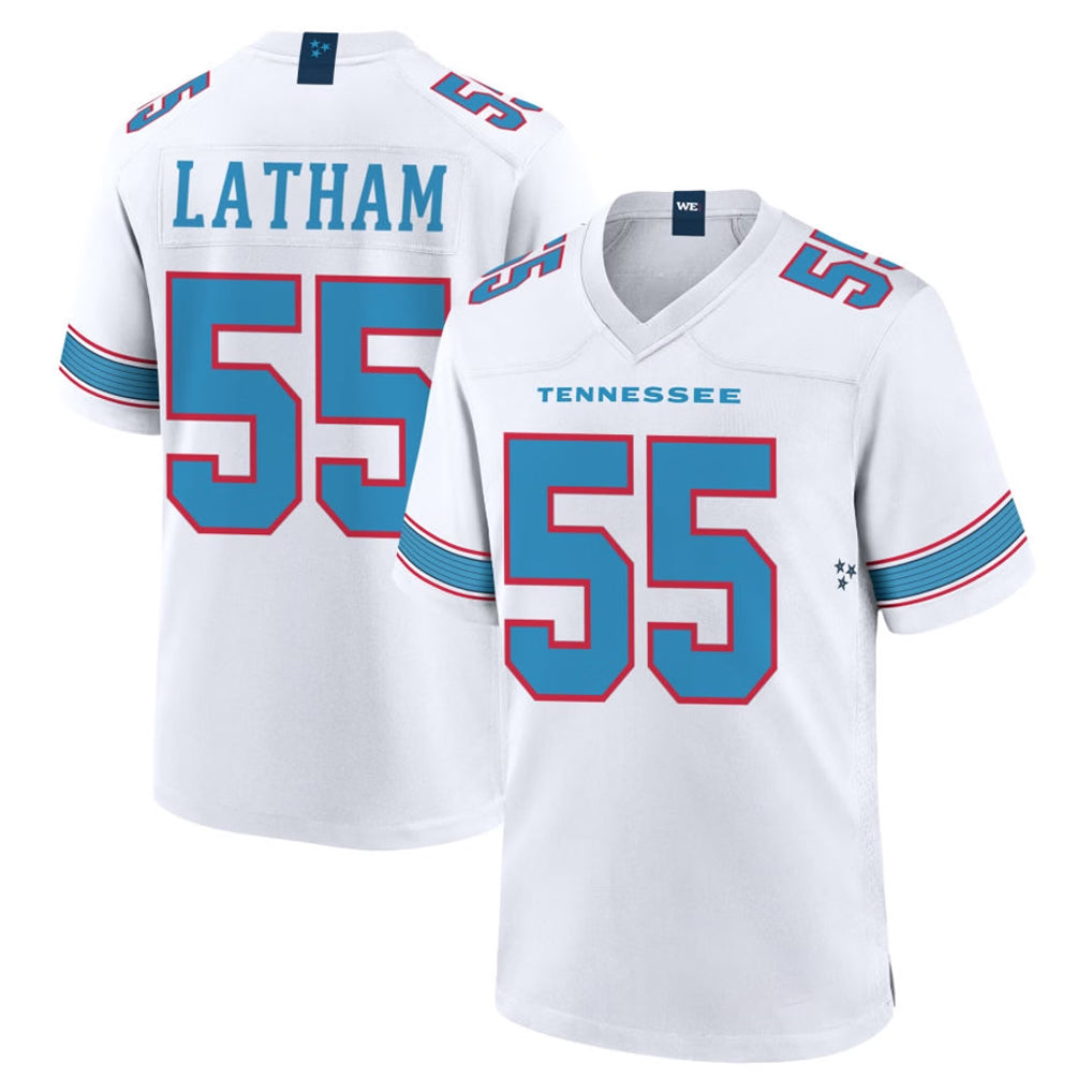 T.Titans #55 JC Latham Player White 2026 Game Home BALCE Stitched Jerseys