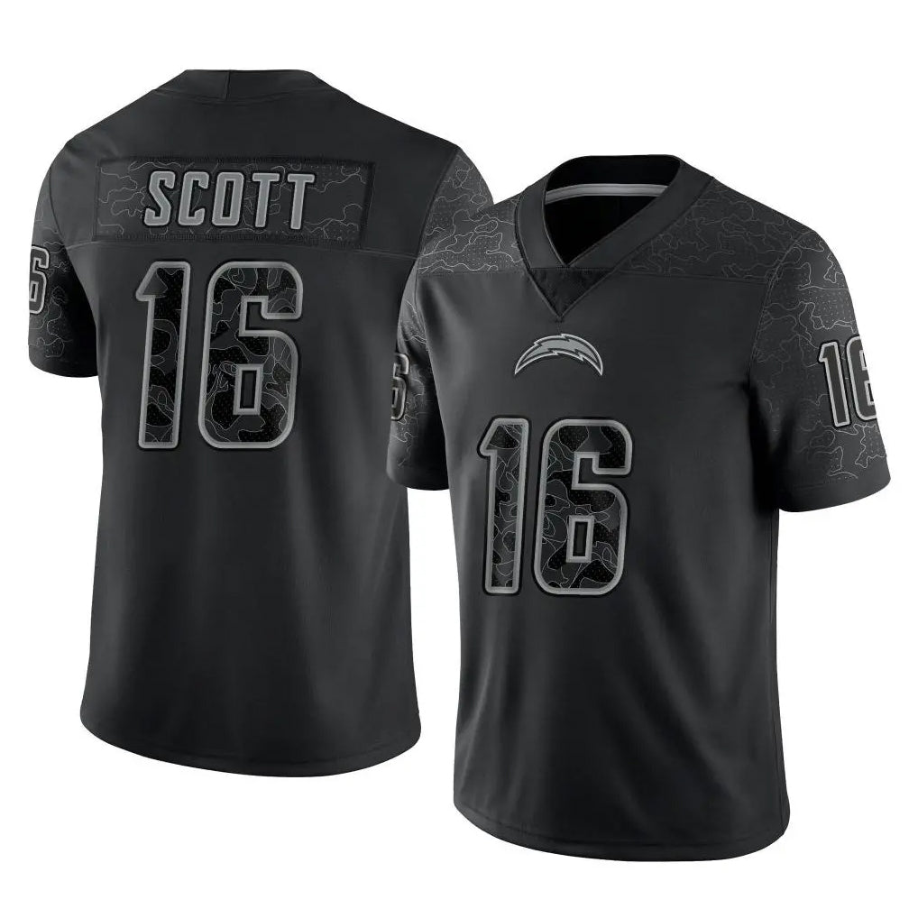 LA.Chargers #16 J.K. Scott Player Black Limited Reflective Home Game BALCE Stitched Jerseys