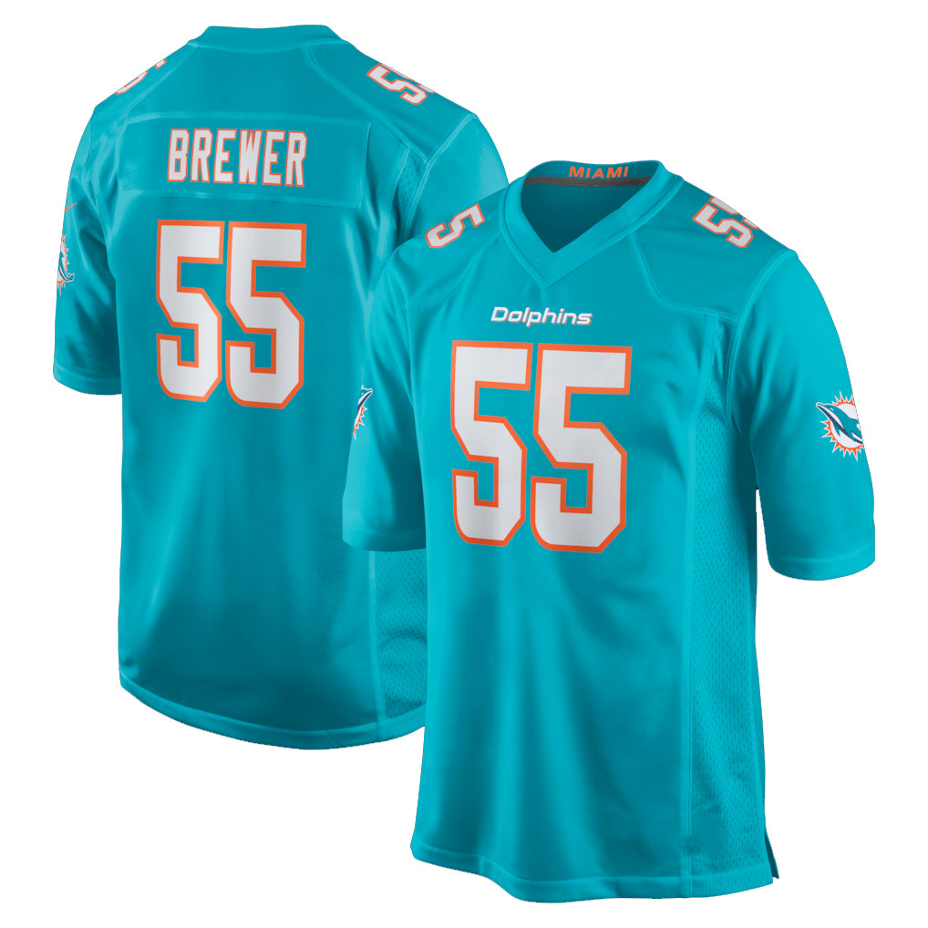 M.Dolphins #55 Aaron Brewer Player Aqua Home Game BALCE Stitched Jerseys