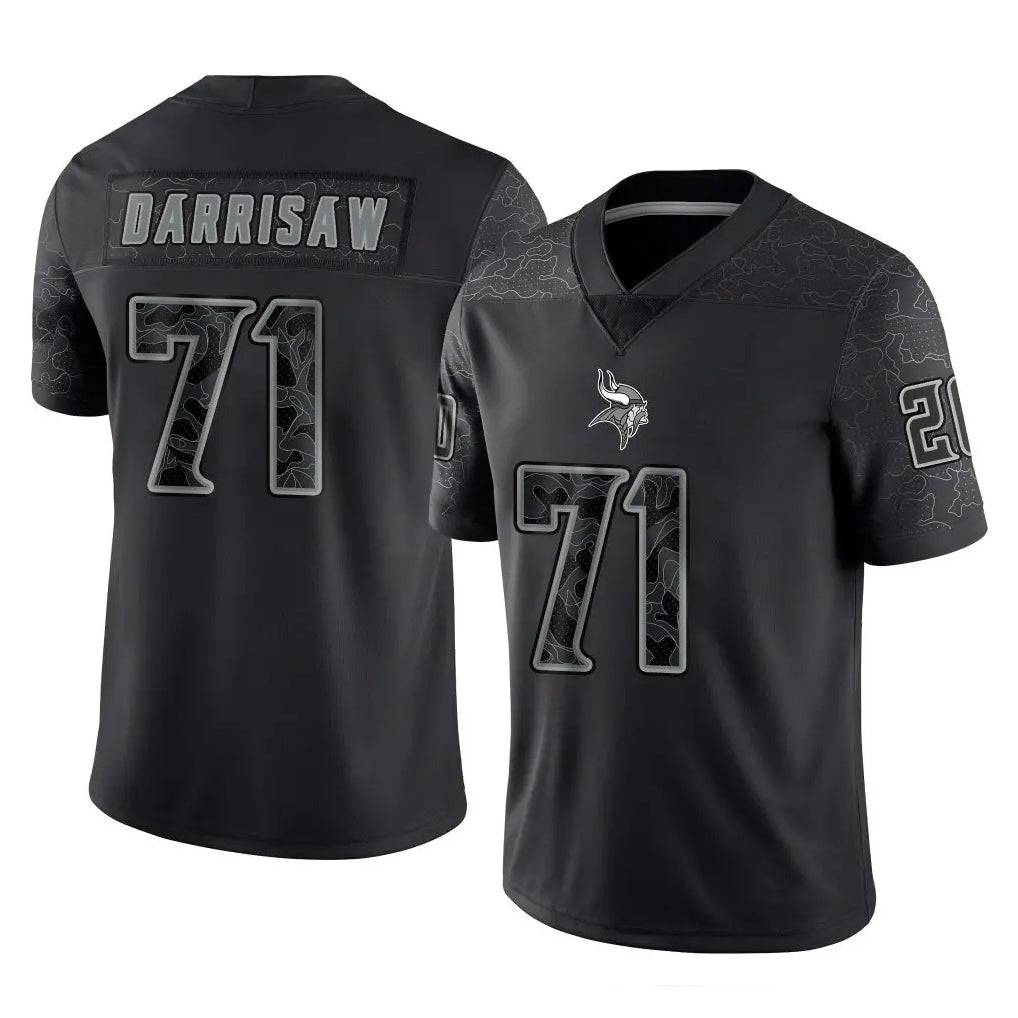 M.Vikings #71 Christian Darrisaw Player Black Reflective LImited Home Game BALCE Stitched Jerseys