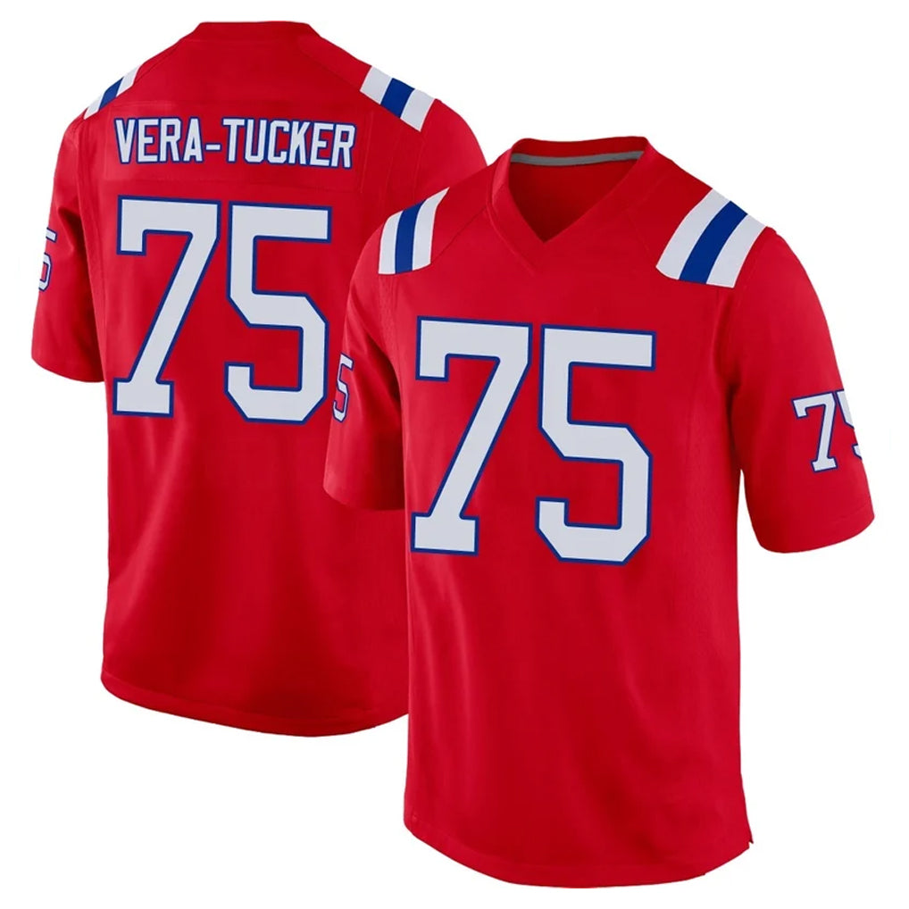 NE.Patriots #75 Alijah Vera-Tucker Player Red Home Game BALCE Stitched Jerseys