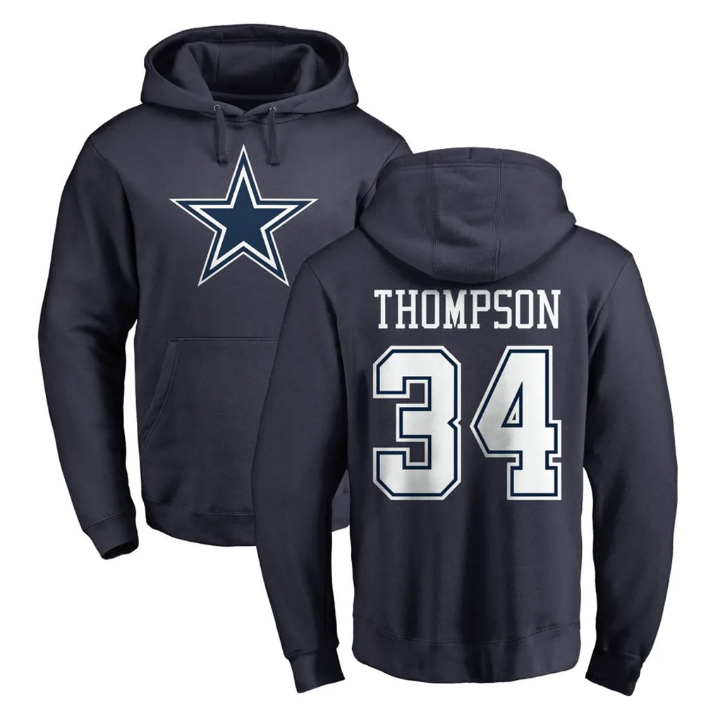 D.Cowboys #34 Jalen Thompson Player Navy Pullover Hoodies Limited BALCE Stitched Jerseys
