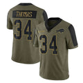 B.Bills #34 Thurman Thomas Player Olive Salute To Service Limited BALCE Stitched Jerseys