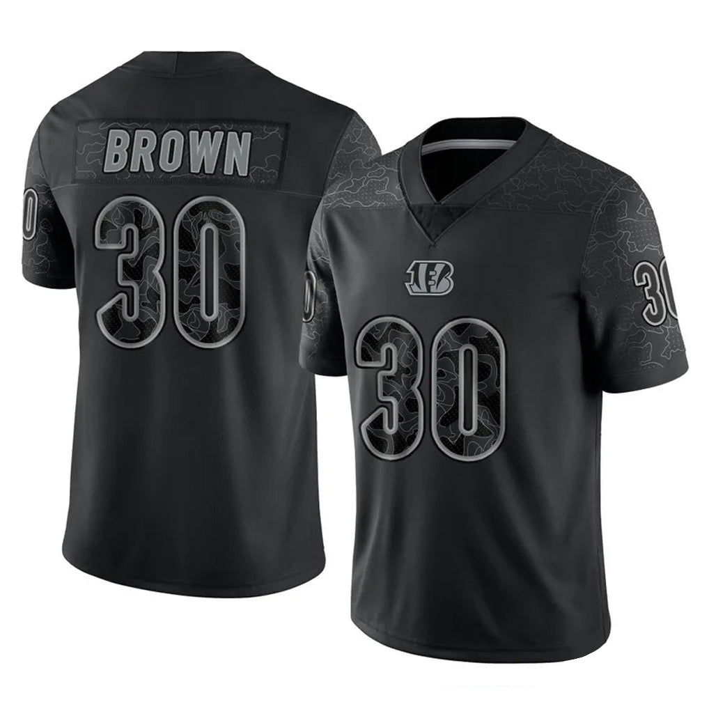 C.Bengals #30 Chase Brown Player Black Reflective Limited Game BALCE Stitched Jerseys