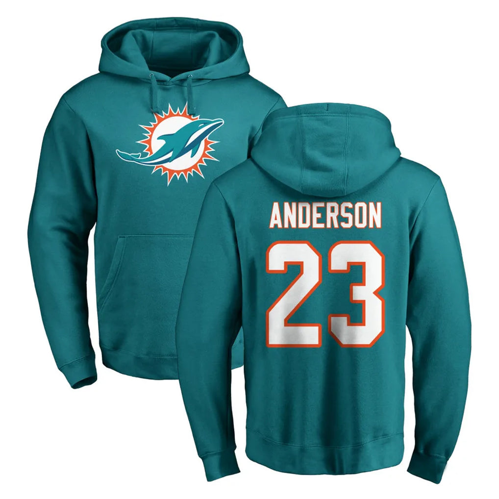 M.Dolphins #23 Zayne Anderson Player Aqua LOGO Pullover Hoodies Limited BALCE Stitched Jerseys
