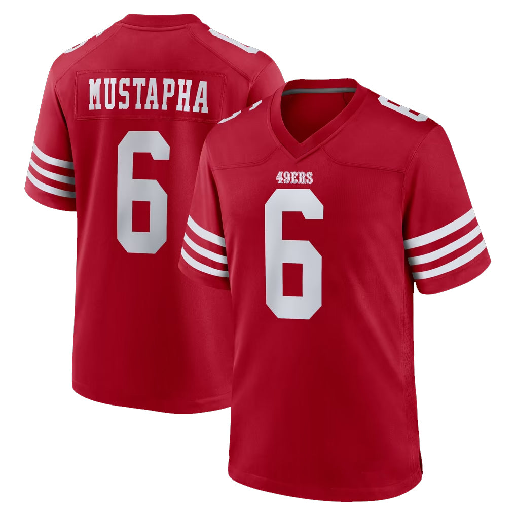 SF.49ers #6 Malik Mustapha Player Red Game Home BALCE Stitched Jerseys