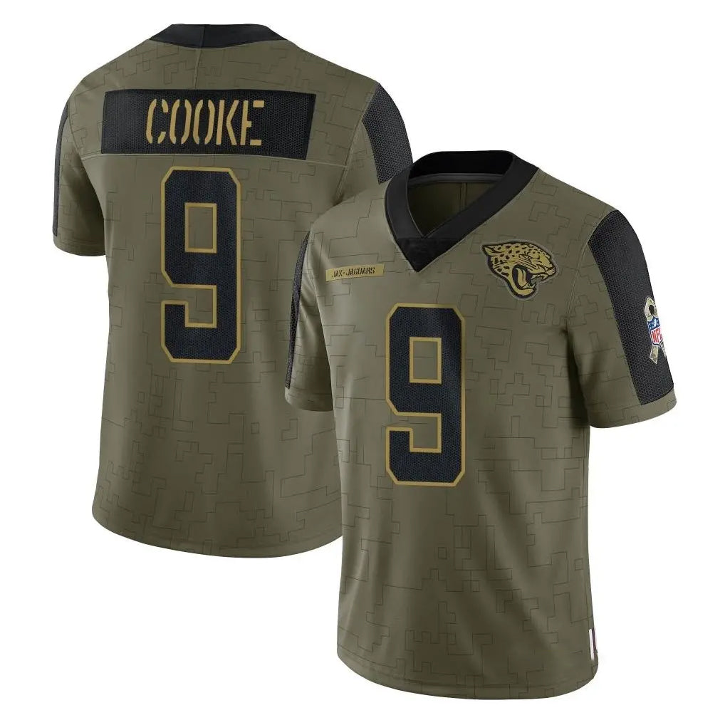 J.Jaguars #9 Logan Cooke Player Olive Salute To Service Limited Game BALCE Stitched Jerseys
