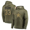 D.Cowboys #33 Javonte Williams Player Olive Salute to Service Pullover Hoodies Home Game BALCE Stitched Jerseys