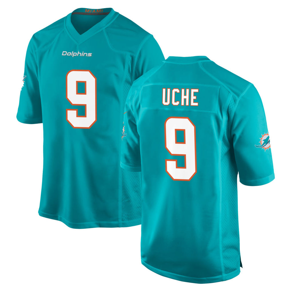 M.Dolphins #9 Joshua Uche Player Aqua Home Game BALCE Stitched Jerseys