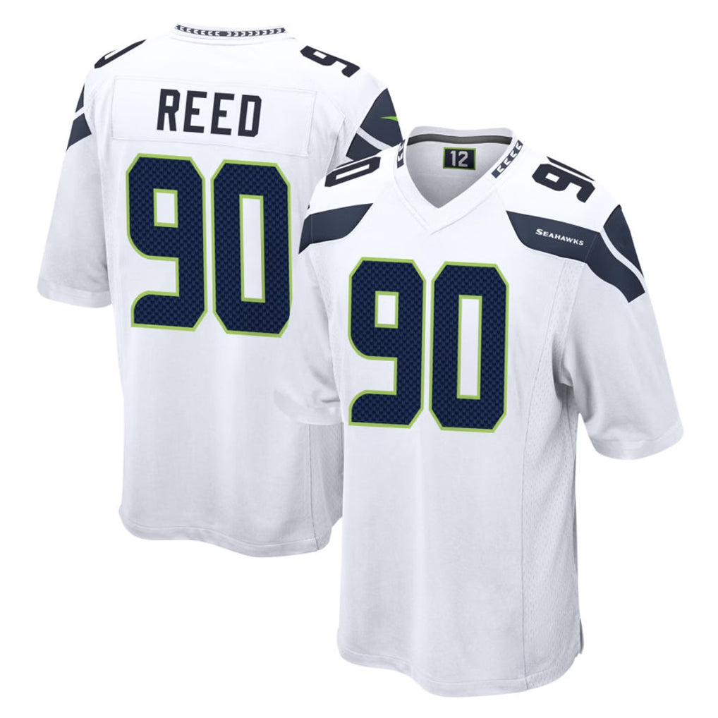 S.Seahawks #90 Jarran Reed Player White Home Game BALCE Stitched Jerseys