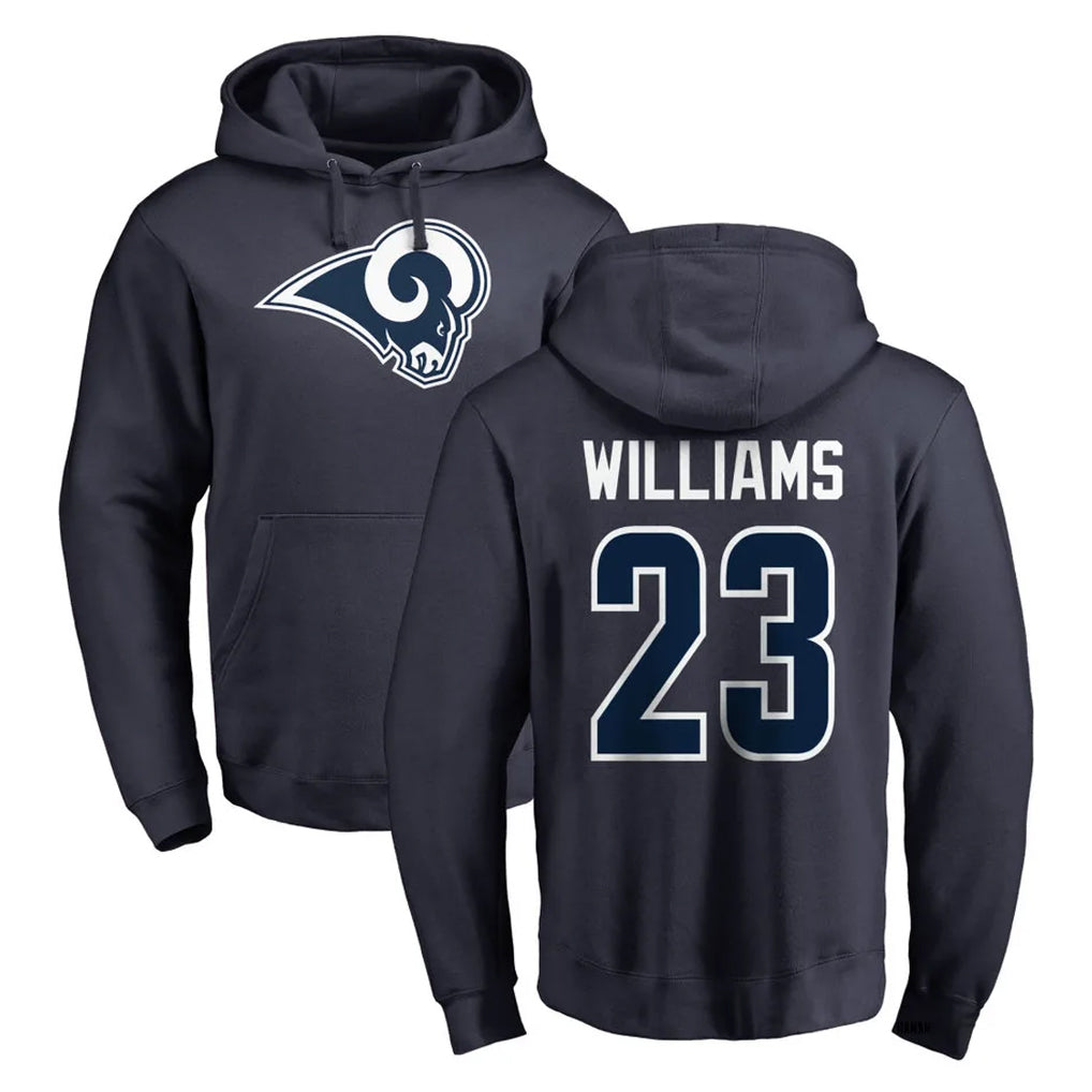 LA.Rams #23 Kyren Williams Player Navy Pullover Hoodie Limited Game BALCE Stitched Jerseys