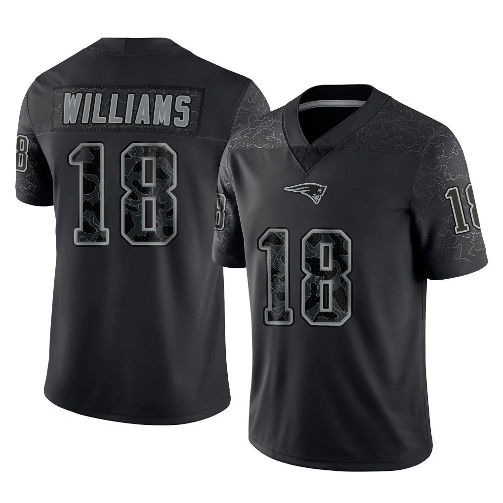 NE.Patriots #18 Kyle Williams Player Black Reflective LImited Home Game BALCE Stitched Jerseys
