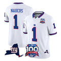 NY.Giants #1 Malik Nabers Player White 100th Season & State Patch Vapor Limited Home Game BALCE Stitched Jerseys