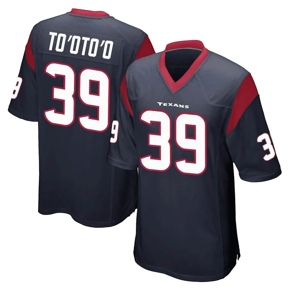 H.Texans #39 Henry To'oTo'o Player Navy Home Game BALCE Stitched Jerseys