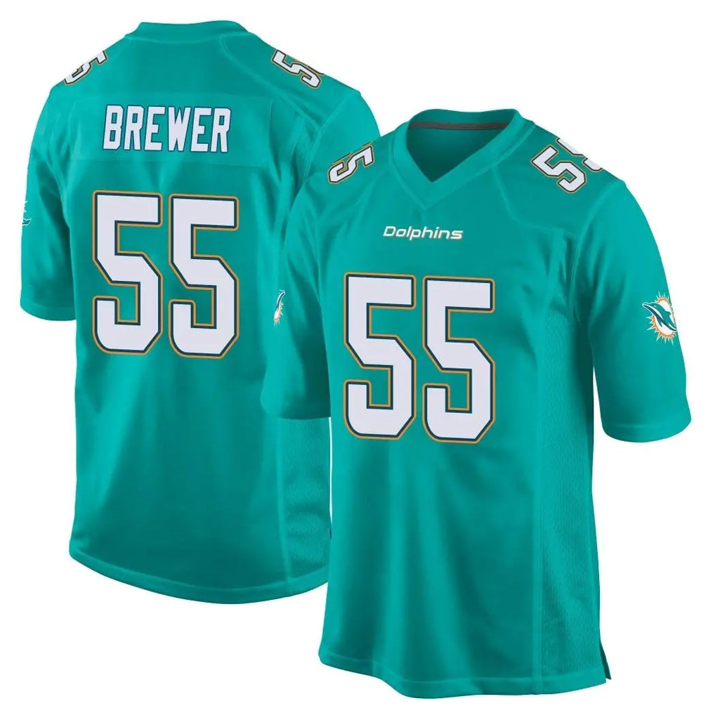 M.Dolphins #55 Aaron Brewer Player Aqua Team Color Home Game BALCE Stitched Jerseys