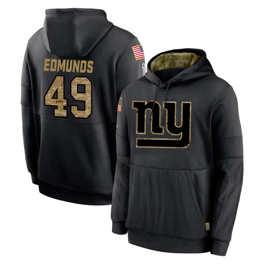 NY.Giants #49 Tremaine Edmunds Player Black Salute to Service Hoodies Limited Game BALCE Stitched Jerseys