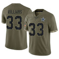 D.Cowboys #33 Javonte Williams Player Olive Salute to Service Limited Game BALCE Stitched Jerseys