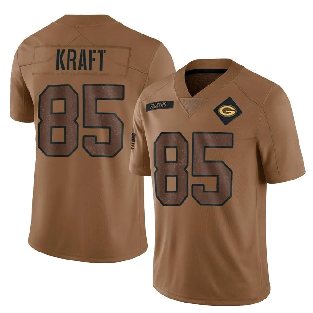 GB.Packers #85 Tucker Kraft Player Brown Salute To Service Limited BALCE Stitched Jerseys