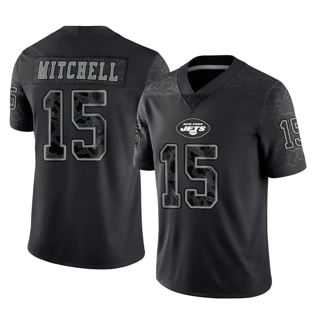 NY.Jets #15 Adonai Mitchell Player Stealth Black Limited Reflective Home Game BALCE Stitched Jerseys
